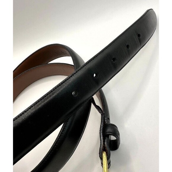 Roundtree Yorke Belt Mens 44 Black Leather Full Grain Cowhide Solid Brass Buckle - Picture 5 of 12